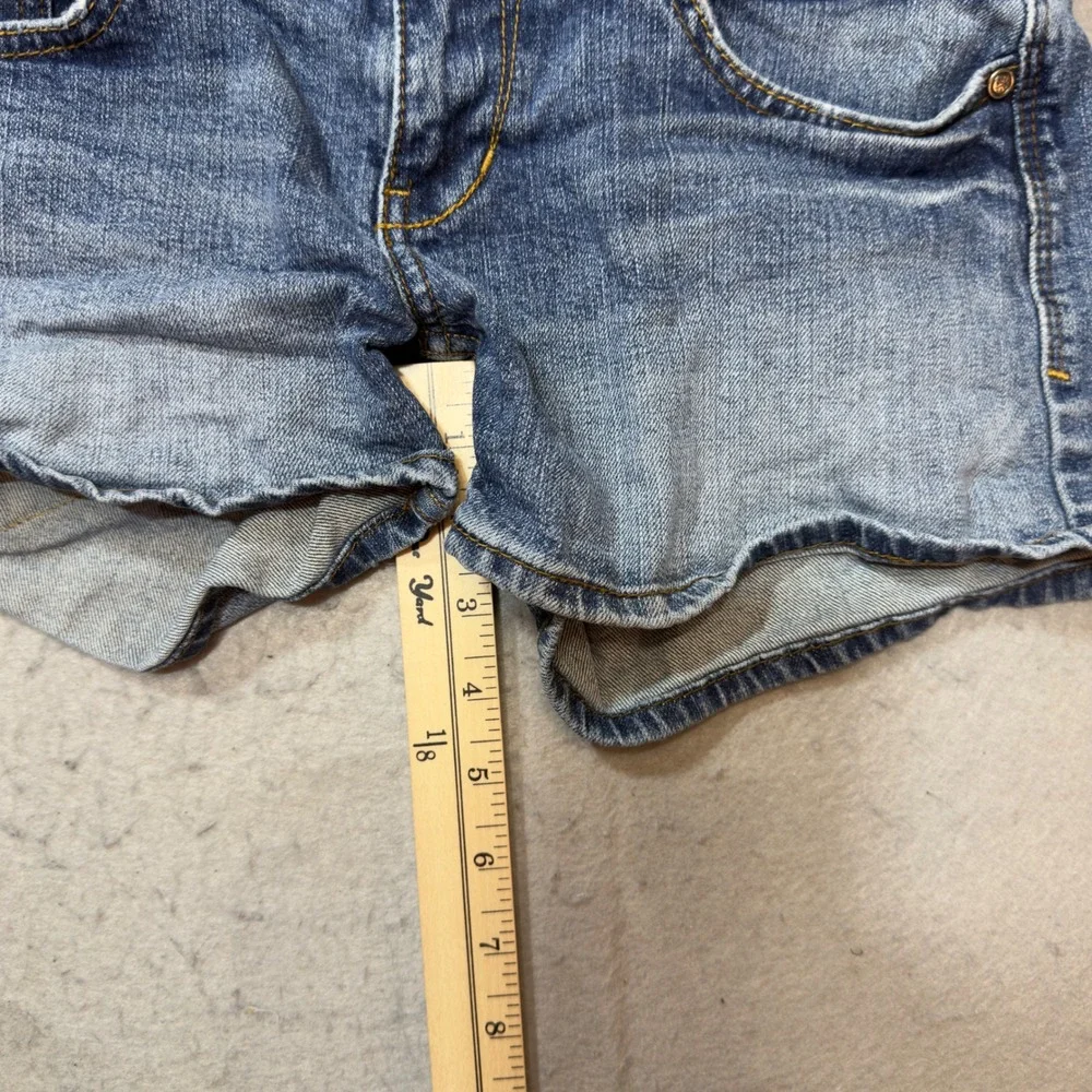 dELiA*s Riley Denim Shorts Women 5/6 Blue‎ Good Low Rise Double Button Stretch